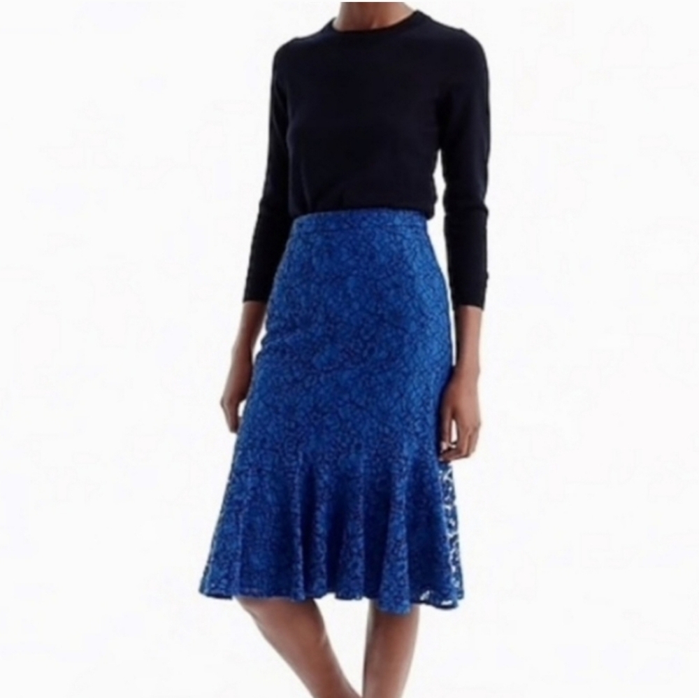J.CREW royal blue lace trumpet skirt